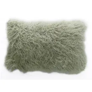 Lamb Fur Pillow Rect. Green