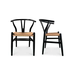 Ventana Dining Chair Black And Natural - Set Of Two
