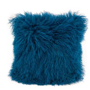 Lamb Fur Pillow Blue