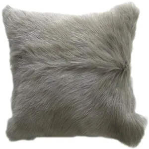 Goat Fur Pillow - Light Grey