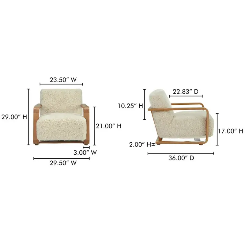 Eckersley Lounge Chair Cream Faux Fur