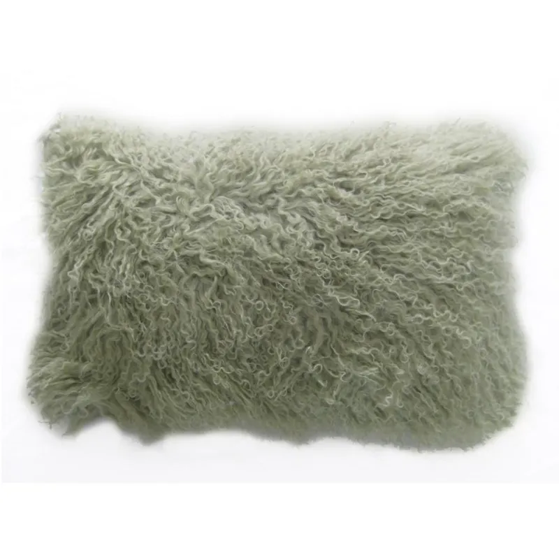 Lamb Fur Pillow Rect. Green