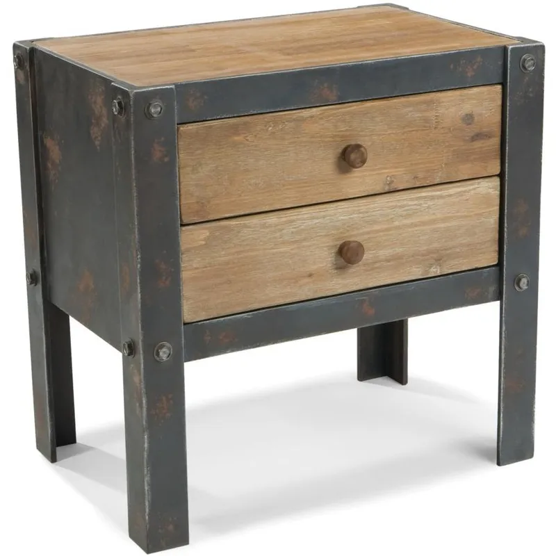Bolt Side Table W/2 Drawers Natural
