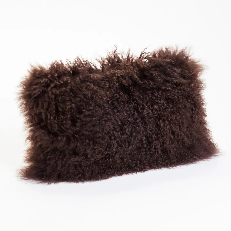 Lamb Fur Pillow Rect. Dark Brown