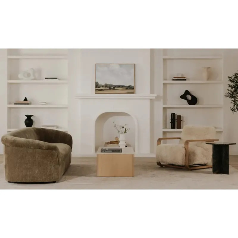 Eckersley Lounge Chair Cream Faux Fur