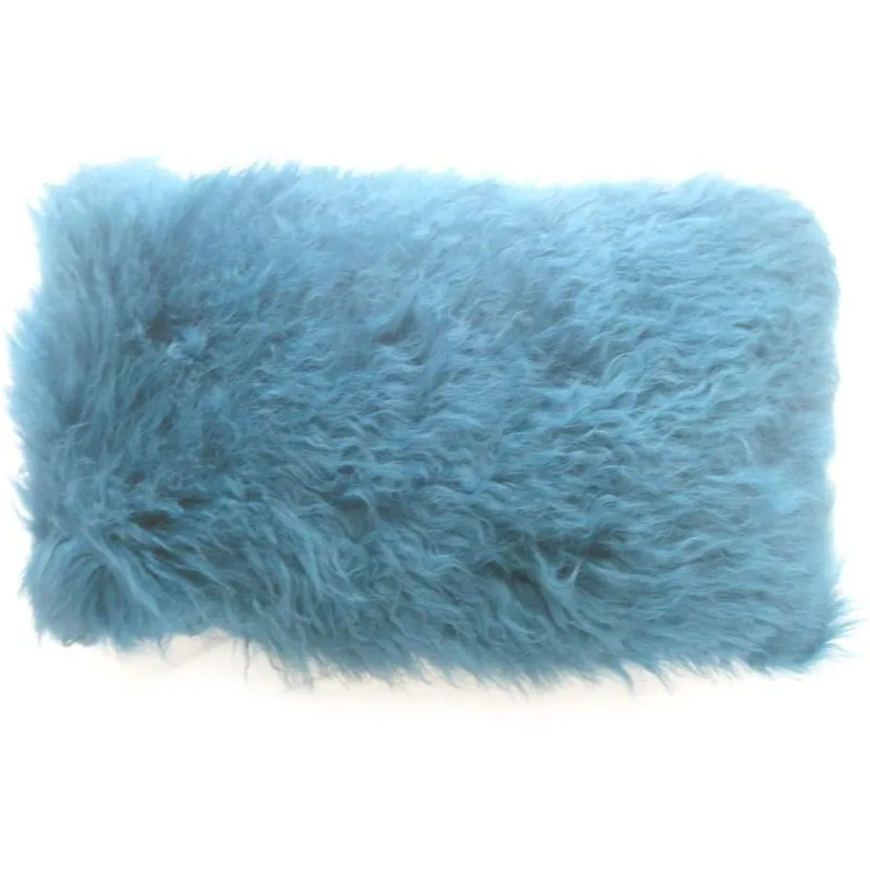 Lamb Fur Pillow Rect. Blue