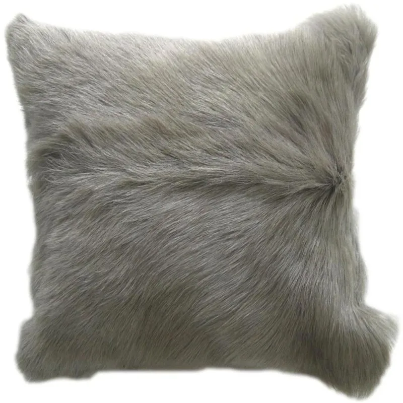 Goat Fur Pillow Light Grey