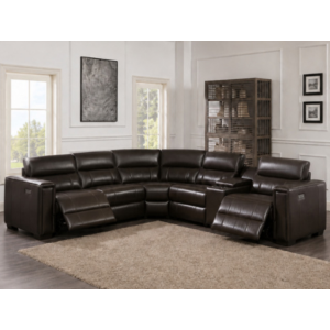6 Pc Pwr HR Leather Sectional
