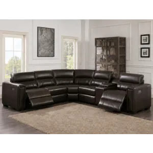 6 Pc Pwr HR Leather Sectional
