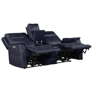 Valencia Dual-Power Leatherette Reclining Console Loveseat