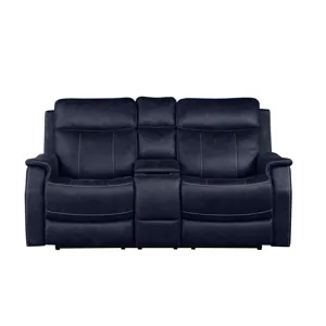 Valencia Dual-Power Leatherette Reclining Console Loveseat