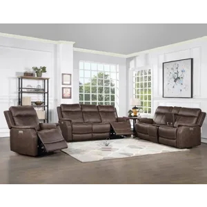 Valencia Dual-Power Leatherette Reclining Console Loveseat