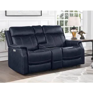 Valencia Dual-Power Leatherette Reclining Console Loveseat