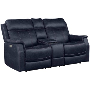 Valencia Dual-Power Leatherette Reclining Console Loveseat