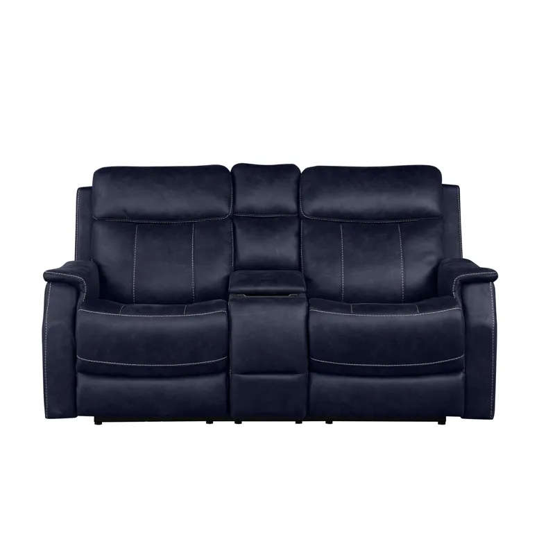 Valencia Dual-Power Leatherette Reclining Console Loveseat