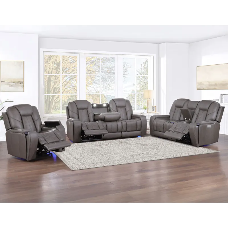 Daniel Triple Power Leather Theatre Recliner