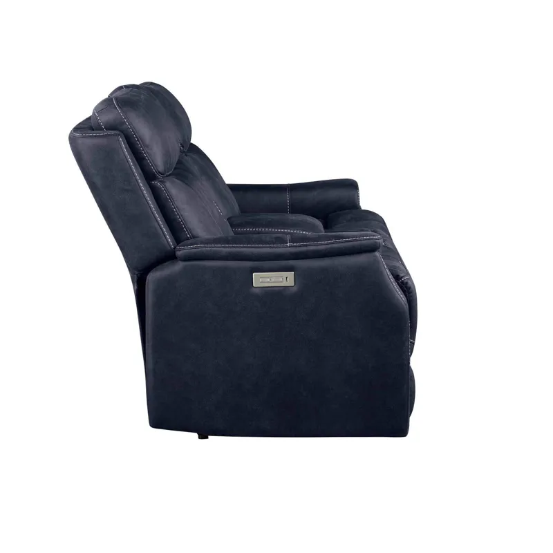 Valencia Dual-Power Leatherette Reclining Console Loveseat