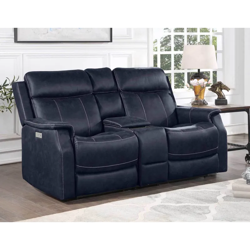 Valencia Dual-Power Leatherette Reclining Console Loveseat