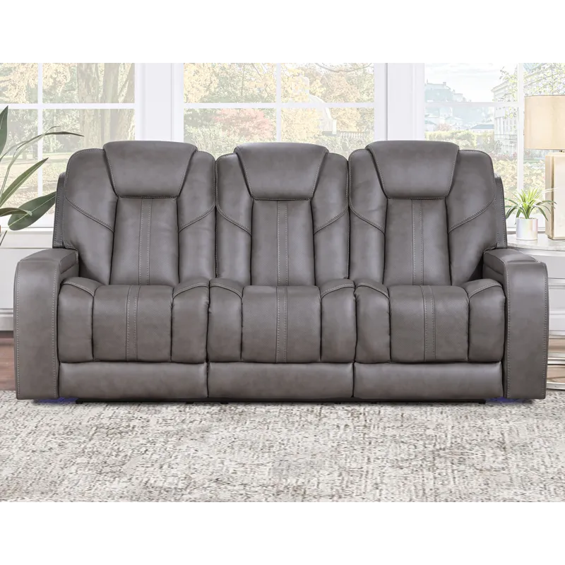 Daniel Triple Power Leather Theater Sofa