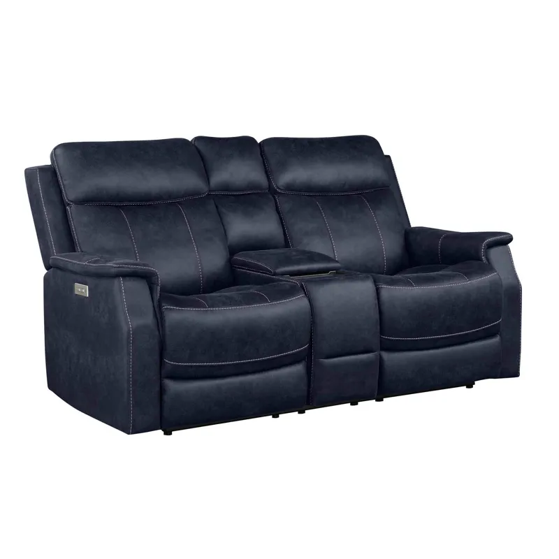 Valencia Dual-Power Leatherette Reclining Console Loveseat