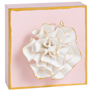 White Flower On Pink Plaque