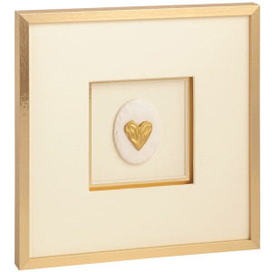 Intaglio Gold Heart Framed Art