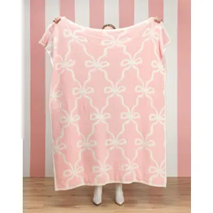 Blush Bow Chenille Throw