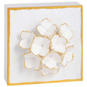 WHITE FLOWER ON WHITE PLAQUE