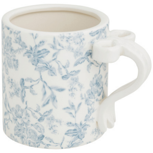 BLUE FLORAL BOW HANDLE MUG