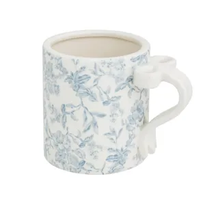 BLUE FLORAL BOW HANDLE MUG