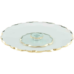 GOLD EDGE GLASS LAZY SUSAN