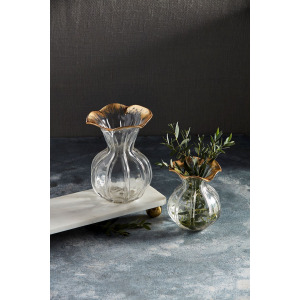 Gold Edge Ruffle Vases S/2