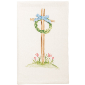 CHURCH WITH WREATH TOWEL WITH BOW