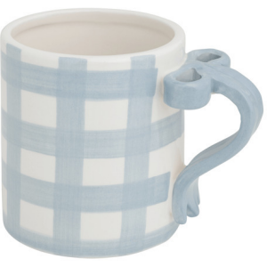 Blue Gingham Bow Handle Mug