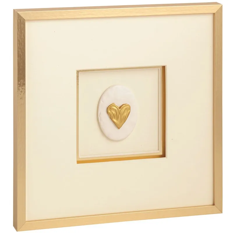 Intaglio Gold Heart Framed Art