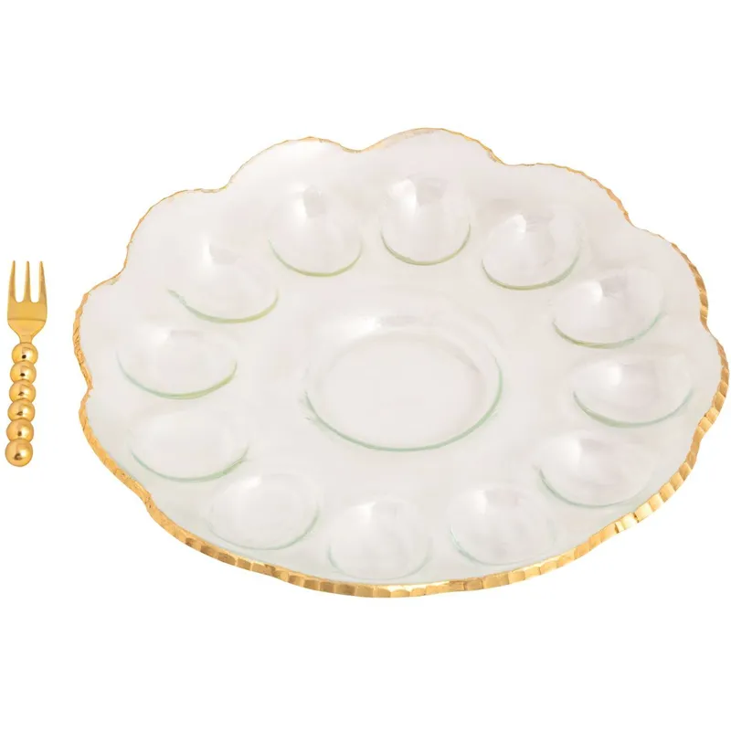 Gold Edge Deviled Egg Tray Set