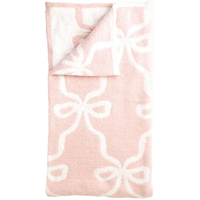 Blush Bow Chenille Throw