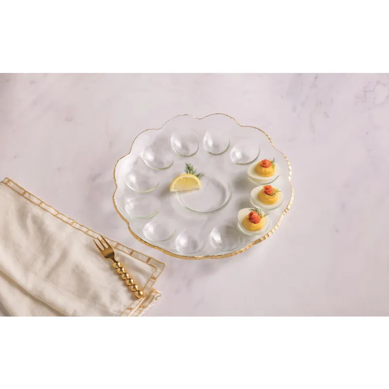 Gold Edge Deviled Egg Tray Set
