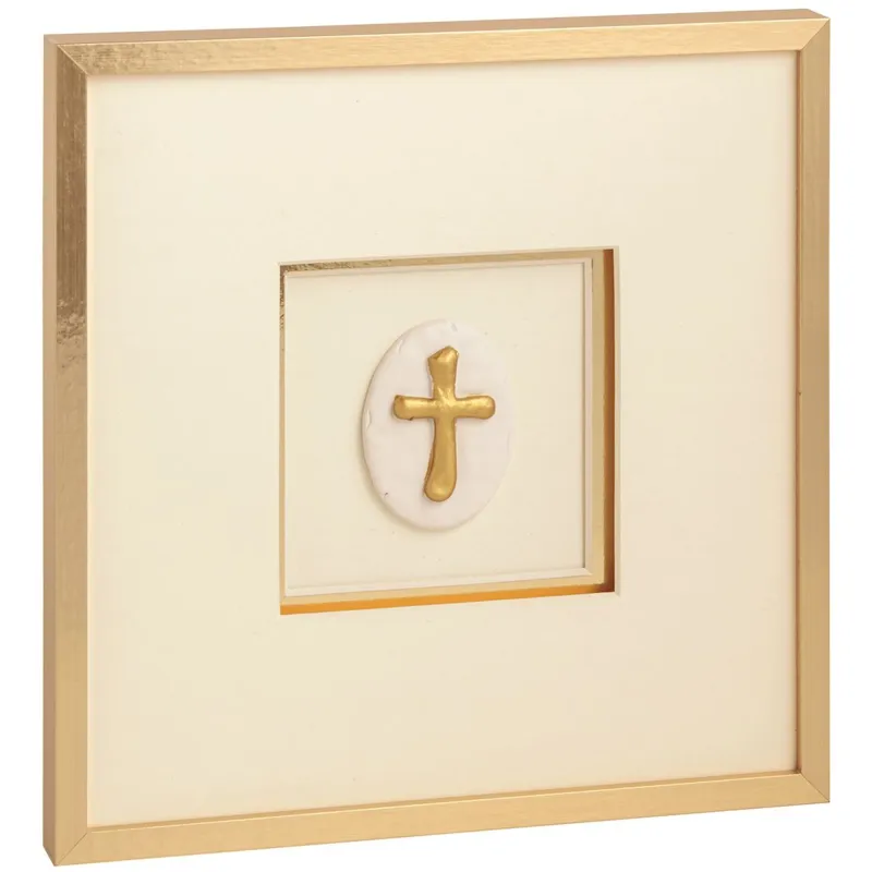 Intaglio Gold Cross Framed Art