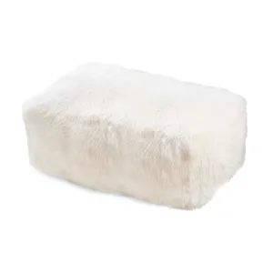Long Wool Sheepskin Large Pouf - 39 x 20 x 13