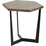 Hex Low Accent Table Antique Blue