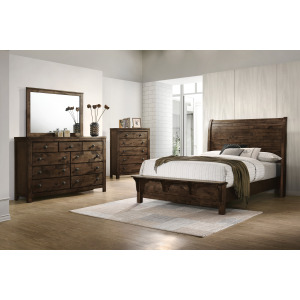 Blue Ridge 4pc Bed, R, R, H-Rustic Gray - Queen