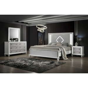 Stardust 4pcs Bed/Dresser/Mirror/Nightstand - King