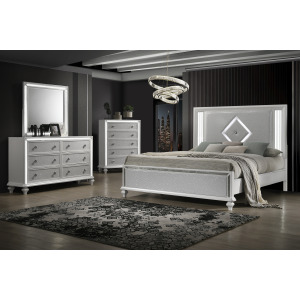 Stardust 4pcs Bed/Dresser/Mirror Chest - California King