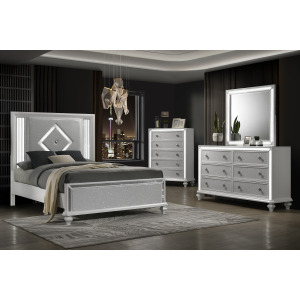 Stardust 4pcs Bed/Dresser/Mirror Chest - Queen