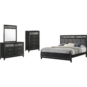 Obsidian 4pcs Bed/Dresser/Mirror/Chest - King