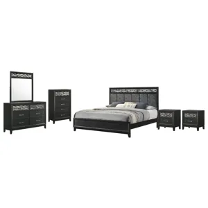 Obsidian 6pcs Bed/Dresser/Mirror/Chest/2 Nightstands Black - King
