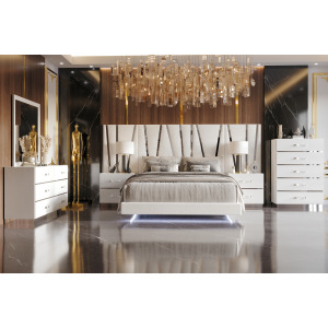 Europa 8pcs Bed/Dresser/Mirror/Chest/2 Nightstands W Panels - Queen