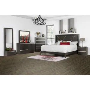 Chadwick Footboard, Rails , 4 Slats/Supports Dk Gray/Silver - Full