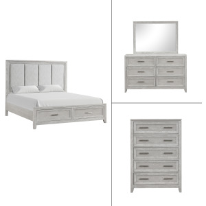 Fiona 4 PC Set-Bed, Dresser, Mirror, Chest - King